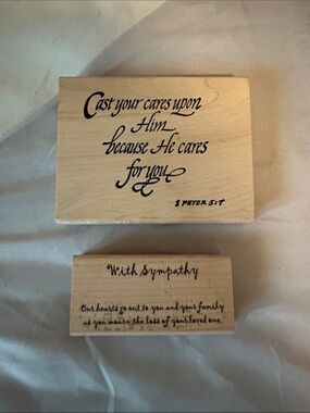Wooden Sympathy Stamp Set - Natural Wood Tone
